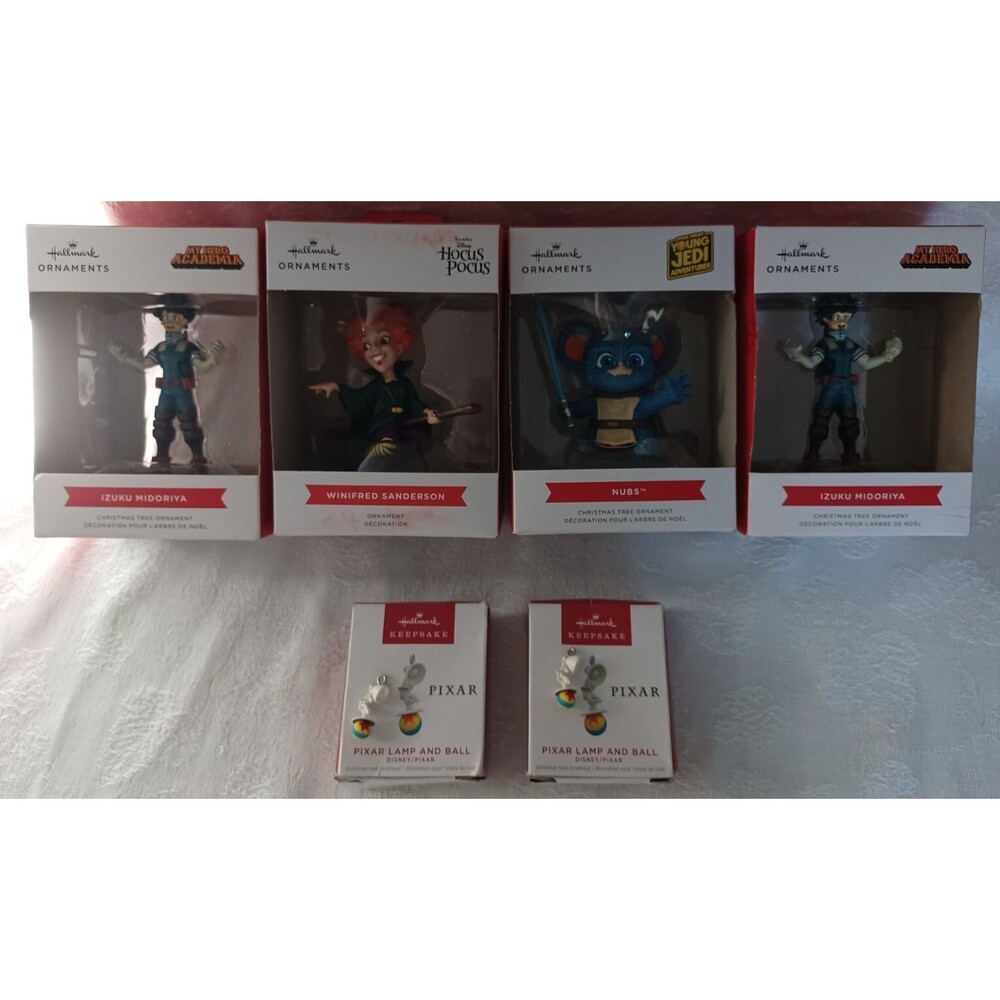 HALLMARK KEEPSAKE ORNAMENTS LOT OF 6 HOCUS POCUS JEDI PIXAR W/ORG. BOXES